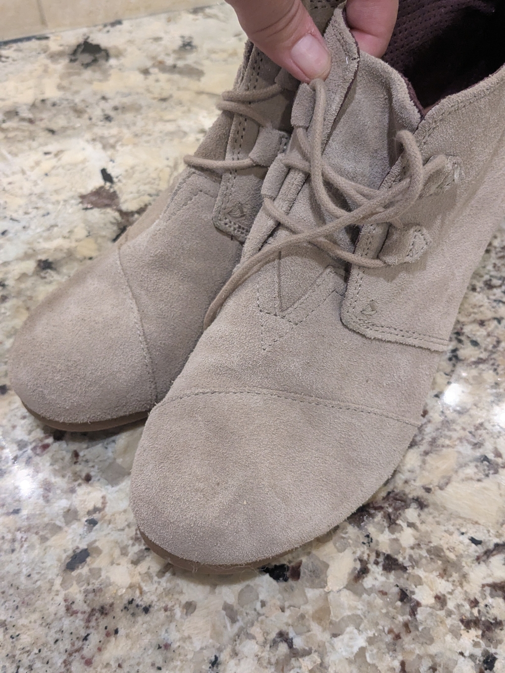 Toms Suede Wedge Ankle Boots in Light Taupe - Picture 8 of 8